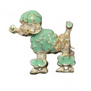 Vintage Poodle Brooch – Rhinestone & Enamel – 1950s Costume Glam